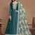 Turquoise art silk embroidered anarkali suit