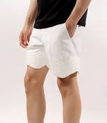 Snake texture quilted white shorts