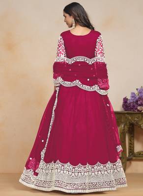 Pink net embroidered designer anarkali suit 3