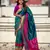Sea green gold zari woven paithani silk blend saree