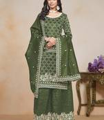 Mahendi silk embroidered designer palazzo suit