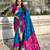 Blue gold zari woven paithani silk blend saree