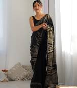 Black georgette sequins fancy saree
