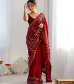 Maroon georgette sequins fancy saree