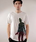 White abstract quilted t-shirt