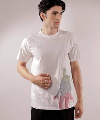 Abstract quilted white t-shirt 1