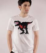 Dinosaur quilted white cotton t-shirt