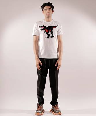 Dinosaur quilted white cotton t-shirt 2