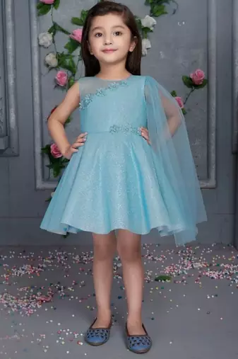 Blue Baby girls midi/knee length frock dress for kids