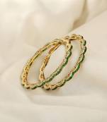 Traditional gold bangle with green stones size 2'7