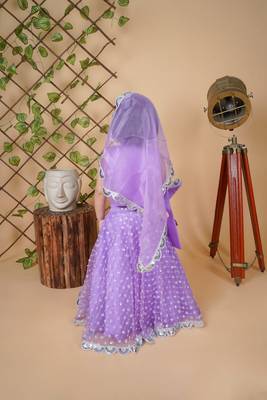 purple net lehenga choli set for girls 2