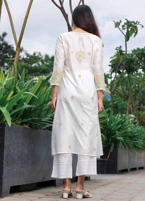Chikankari chanderi cotton kurta 2
