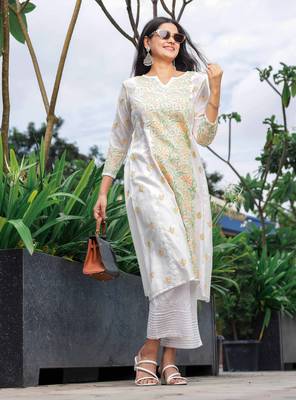 Chikankari chanderi cotton kurta 3