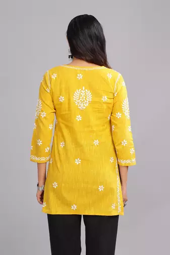 Women’s Yellow Chikankari Embroidered Kurta