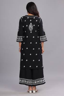 Chikankari Work Black Kurta for Women 2