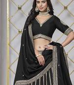Black Embroidered Zari Sequins Art Silk Lehenga
