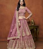 Dusty Pink Embroidered Zari Sequins Coading Net Lehenga