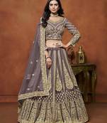 Light Purple Embroidered Zari Sequins Coading Net Lehenga