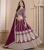 Maroon Embroidered Zari Sequins Coading Art Silk Lehenga