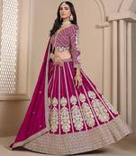 Pink Embroidered Zari Sequins Coading Art Silk Lehenga