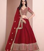 Red Embroidered Zari Sequins Art Silk Lehenga