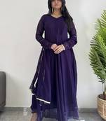 Purple colour faux georgette fully stitched long gown