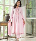 Rajhans rose pure cotton prremium anarkali set