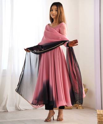 Multi colour faux georgette digital print fully  gown 1