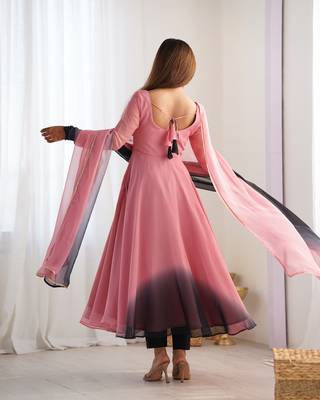 Multi colour faux georgette digital print fully  gown 4