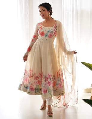Featuring cream color ethnic wear gown set 2