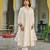 Women off white silk blend solid embroidered a-line kurta trousers with dupatta