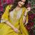 Women yellow silk blend solid embroidered anarkali kurta salwar with dupatta