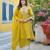 Women yellow silk blend solid embroidered anarkali kurta salwar with dupatta