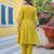 Women yellow silk blend solid embroidered anarkali kurta salwar with dupatta