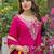 Women pink silk blend solid embroidered anarkali kurta salwar with dupatta