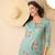 Women blue cotton blend floral printed regular top