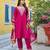 Women pink silk blend solid embroidered anarkali kurta salwar with dupatta