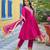 Women pink silk blend solid embroidered anarkali kurta salwar with dupatta