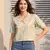 Women multi cotton blend abstract printed crop shirt style top