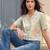 Women multi cotton blend abstract printed crop shirt style top