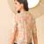 Women multi cotton blend abstract printed crop shirt style top