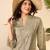 Women grey cotton blend floral printed regular top