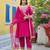 Women pink silk blend solid embroidered anarkali kurta salwar with dupatta