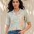Women multi cotton blend abstract printed crop shirt style top