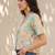 Women multi cotton blend abstract printed crop shirt style top