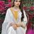 Women off white silk blend solid embroidered anarkali kurta salwar with dupatta