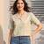 Women multi cotton blend abstract printed crop shirt style top
