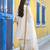 Women off white silk blend solid embroidered anarkali kurta salwar with dupatta