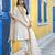 Women off white silk blend solid embroidered anarkali kurta salwar with dupatta
