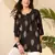 Women black cotton blend floral printed regular top